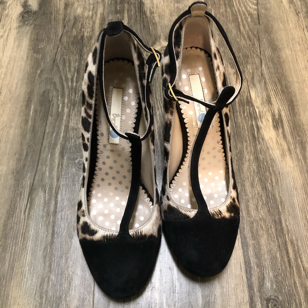 Boden Animal Print MaryJanes Chucky Heel Sz 37